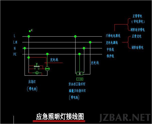 请问下大家自带蓄电池照明灯具是接几根如何接线的